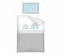 Pościel dla dzieci z bawełny do łóżeczka - Niebieski Słonik - 100x135 +40x60 - 2853 A