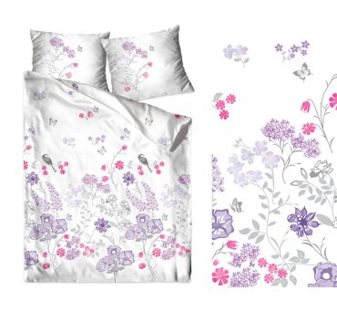 Pościel satynowa Frotex Aroma Fioletowe Kwiatuszki - 220x200 - greno Pościel satynowa Frotex Aroma Fioletowe Kwiatuszki - 220x200 - greno