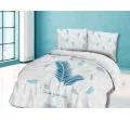 Pościel z Bawełny - Niebieskie Piórka - 160x200 - 61440/1 - vintage - czuła jest noc