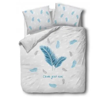 Pościel z Bawełny - Niebieskie Piórka - 160x200 - 61440/1 - vintage - czuła jest noc