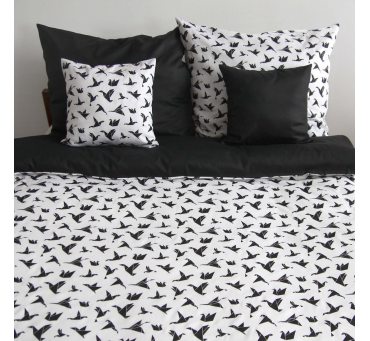 Pościel satynowa dwustronna - 160x200+2 jaśki - Origami - biały, czarny - 18704/4 - Andropol Pościel satynowa dwustronna - 160x200+2 jaśki - Origami - biały, czarny - 18704/4 - Andropol