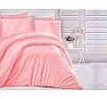 Pościel z satyny bawełnianej paski róż pudrowy 160x200 Cizgili Pudra