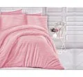 Pościel z satyny bawełnianej paski róż przygaszony 160x200 Cizgili Pink