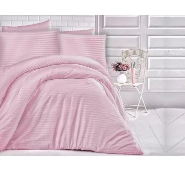 Pościel z satyny bawełnianej paski wrzosowe 160x200 Cizgili Lila