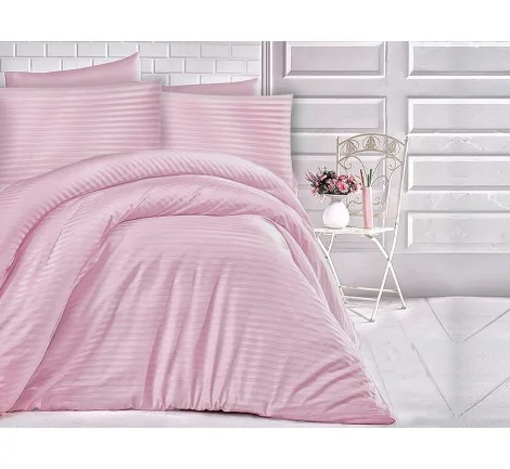 Pościel z satyny bawełnianej paski wrzosowe 160x200 Cizgili Lila