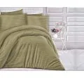 Pościel satyna bawełniana paski oliwkowe 200x220 Cizgili Olivie Green