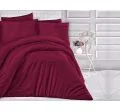 Pościel z satyny bawełnianej paski bordowe 200x220 Cizgili Claret