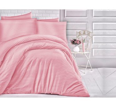 Pościel z satyny bawełnianej paski róż przygaszony 200x220 Cizgili Pink Pościel z satyny bawełnianej paski róż przygaszony 200x220 Cizgili Pink