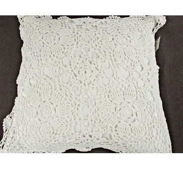 Poszewka Dekoracyjna Szydełkowa 40x40 cm – Białe Bawełniane Rękodzieło