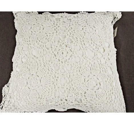 Poszewka Dekoracyjna Szydełkowa 40x40 cm – Białe Bawełniane Rękodzieło