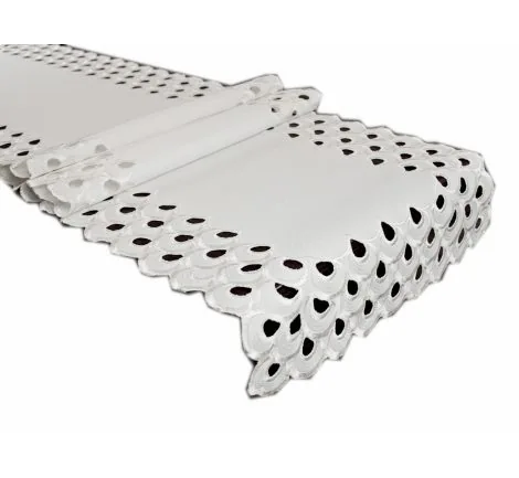 Bieżnik / szal haftowany - 40x110 - Kremowa łezka - 1898 Krem