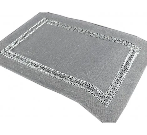 Serwetka dekoracyjna - 30x45 - Popielata ze srebrna listwą - 18534-1 Silver
