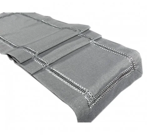 Dekoracyjny Bieżnik - 40x140 - Popielaty ze srebrna listwą - 18534-1 Silver szal