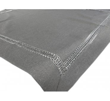 Dekoracyjny Bieżnik - 85x85 - Popielaty ze srebrna listwą -  18534-1 Silver