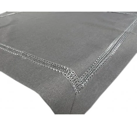 Dekoracyjny Bieżnik - 85x85 - Popielaty ze srebrna listwą - 18534-1 Silver