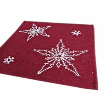 Serwetka Świąteczna Czerwona z Białą Gwiazdą 25x25 cm – Dekoracja Stołu na Boże Narodzenie