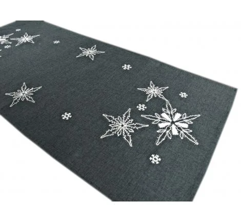 Bieżnik świąteczny - Grafitowy, biała gwiazda - 55x120 - 1878 boże narodzenie szal