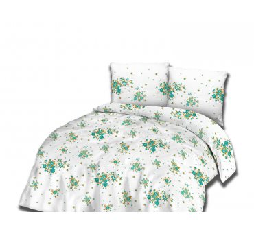 Pościel  Flanelowa - 220x200 - Miętowo złote Różyczki - 31470/1 Pościel  Flanelowa - 220x200 - Miętowo złote Różyczki - 31470/1