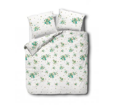 Pościel  Flanelowa - 220x200 - Miętowo złote Różyczki - 31470/1 Pościel  Flanelowa - 220x200 - Miętowo złote Różyczki - 31470/1