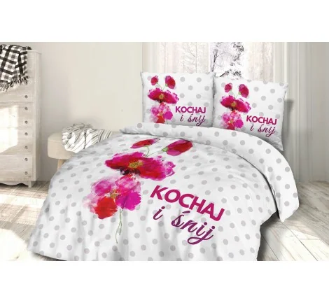 Pościel z Bawełny - Kochaj i śnij - 220x200 - 61447/1 - vintage - na prezent