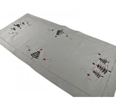 Bieżnik Świąteczny Szary w Choinki 50x100 cm na Boże Narodzenie