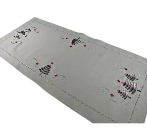 Bieżnik Świąteczny Szary w Choinki 50x100 cm na Boże Narodzenie