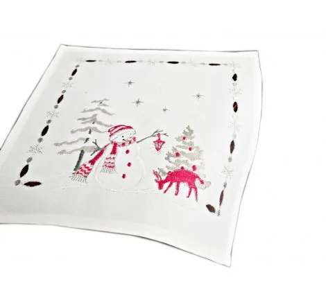Serwetka świąteczna Bałwanek, Choinka i Sarenka 25x25 cm – zimowa dekoracja stołu