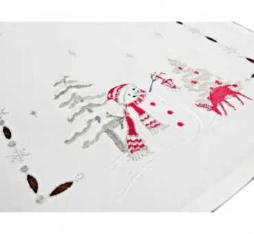 Bieżnik Świąteczny Bałwanek 30x45 cm – Dekoracja Stołu na Boże Narodzenie