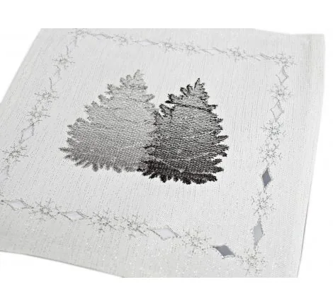 Serwetka Świąteczna Srebrne Choinki 25x25 cm – Elegancka Dekoracja na Boże Narodzenie