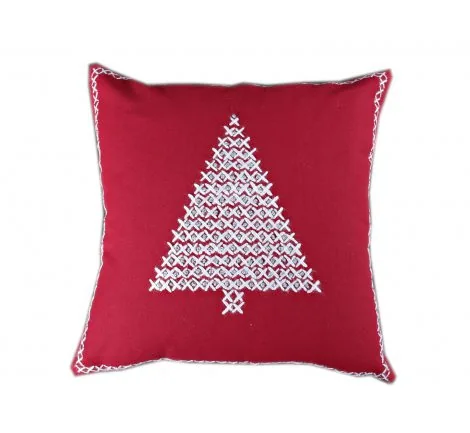 Poszewka Haftowana - Biała Choinka - 40x40 int 18983 - 1 szt Boże Narodzenie