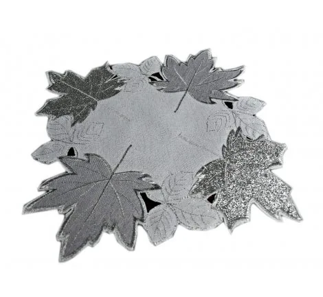 Serwetka haftowana - 30x30 - Srebrne Liście - 18353