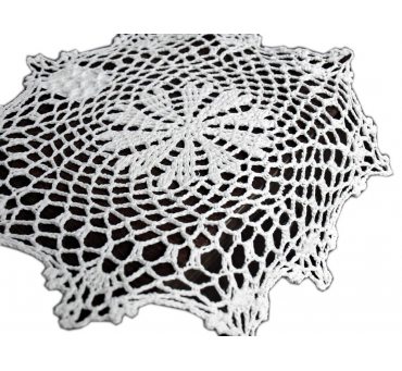 Serwetka szydełkowa biała -  sr. 30 cm - 6158 -  Biały - ręcznie robiona