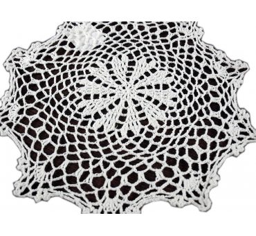 Serwetka szydełkowa biała -  sr. 40 cm - 6158 -  Biały - ręcznie robiona