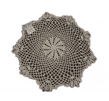 Serwetka szydełkowa - beżowa -  sr. 40 cm - 6158 -  Beż - ręcznie robiona