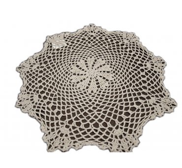 Serwetka szydełkowa - beżowa -  sr. 40 cm - 6158 -  Beż - ręcznie robiona