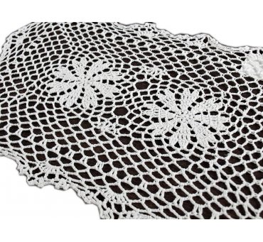 Serwetka szydełkowa biała - 30x45 - 6158 -  Biały - ręcznie robiona