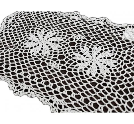 Serwetka szydełkowa biała - 30x45 - 6158 - Biały - ręcznie robiona