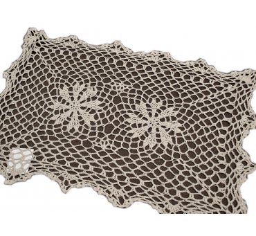 Serwetka szydełkowa - beżowa -  30x45 cm - 6158 -  Beż - ręcznie robiona