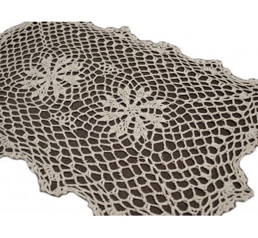 Serwetka szydełkowa - beżowa -  30x45 cm - 6158 -  Beż - ręcznie robiona