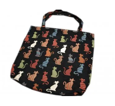 Torba gobelin - duża - 42x40 - butik - Kotki czarne