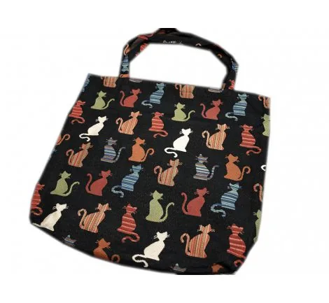 Torba gobelin - duża - 42x40 - butik - Kotki czarne