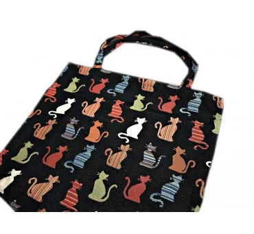Torba gobelin - duża - 42x40 - butik - Kotki czarne