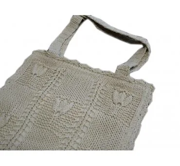 Ręcznie robiona torba szydełkowa Ecru 30x40 – torba w tulipany