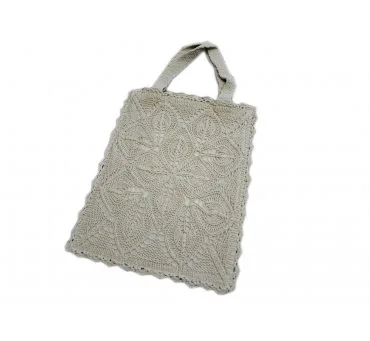 Ręcznie robiona torba szydełkowa Ecru 30x40 – stylowa z motywem rozety