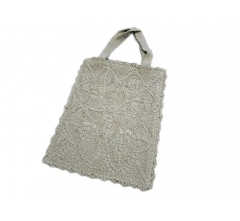 Ręcznie robiona torba szydełkowa Ecru 30x40 – stylowa z motywem rozety