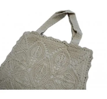 Ręcznie robiona torba szydełkowa Ecru 30x40 – stylowa z motywem rozety