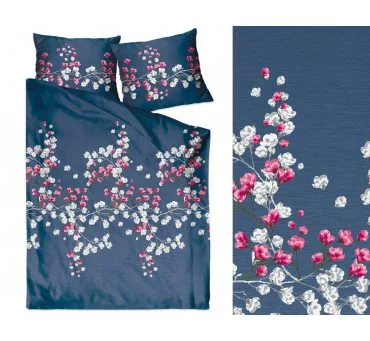 Pościel z satyny bawełnianej - 140x200 +70x80 - Kyoto Night - Greno Gold Line