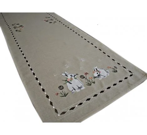 Nakładka świąteczna - 40x174 - Zajączek - int 190140 beż - wielkanoc szal