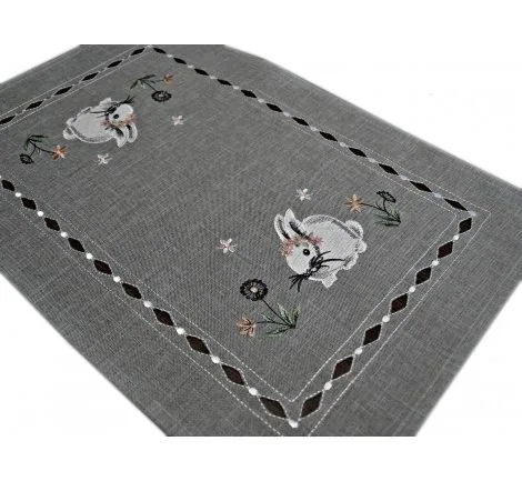 Nakładka świąteczna - 30x45 Zajączek - int 190140 - szary - wielkanoc