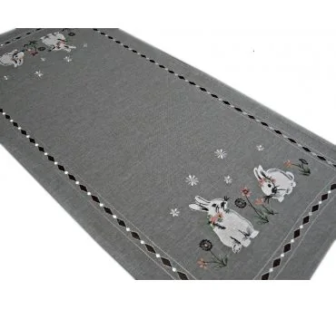 Nakładka świąteczna - 40x85 Zajączek - int 190140 - szary - wielkanoc